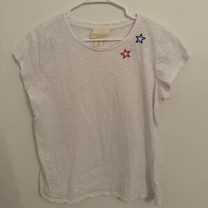 CYNTHIA ROWLEY - White Tee with Red, White, and Blue Stars